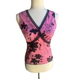 Vtg Y2k Top Floral Festival Pink Fairy Indie Office Sleaze Hot‎ Mom P Small